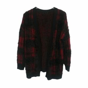 The Coziest Black and Red Cardigan Sz M/L
